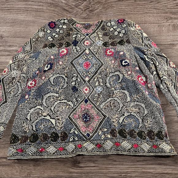Vintage Diane Freis Hand Beaded Embroidered Sequined Lined Silk Jacket Size XL - Picture 2 of 11
